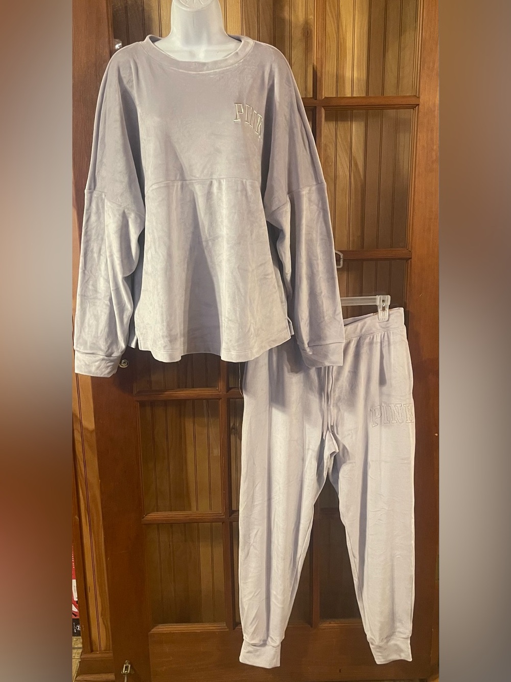 PINK Victoria's Secret Plush Oversized Crewneck Top and Jogger Set